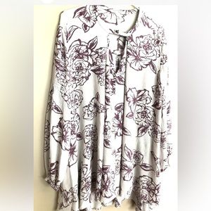 FREE PEOPLE Plum & Taupe Floral Snap out of it Mini Dress  Size S